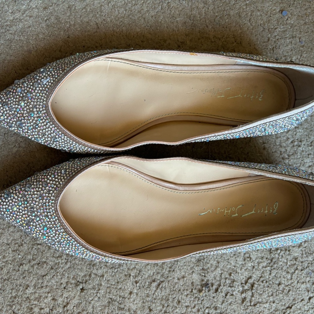 Betsey Johnson Rhinestone Flats Worn Once Excellent Condition Women’s Size 10